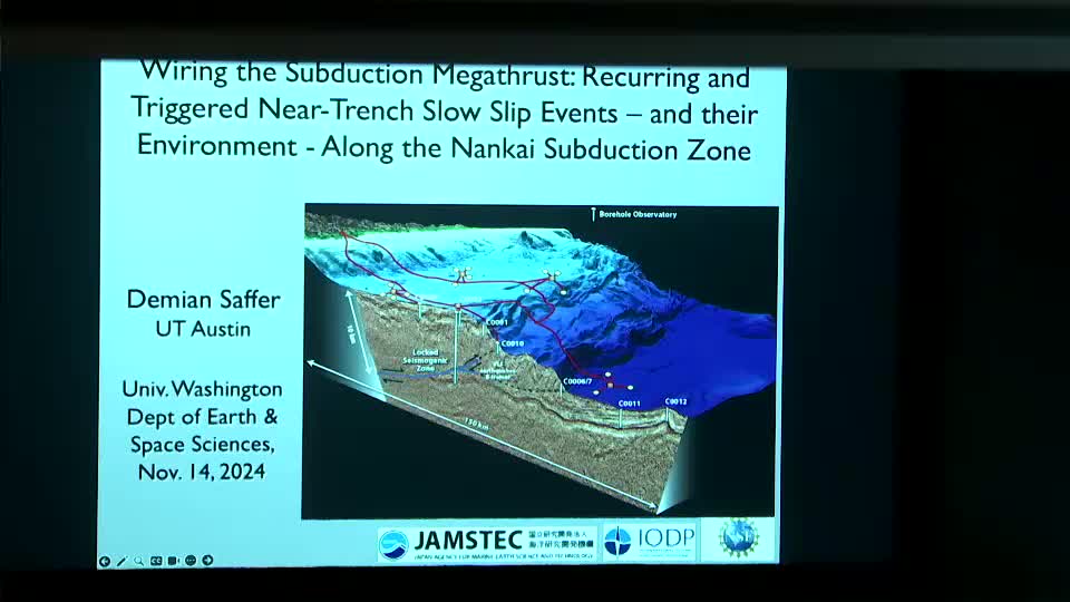 Thumbnail for ESS Colloquium: Demian Saffer (UT Austin Institute for Geophysics) 